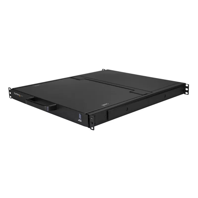 StarTech.com Rackmount KVM Console HD 1080p - Jednoportowa konsola KVM VGA z 17-calowym monitorem LCD do szafy serwerowej - W pełni funkcjonalna szuflada KVM LCD 1U z kablami i osprzętem - Obsługa USB - MTBF 50 000