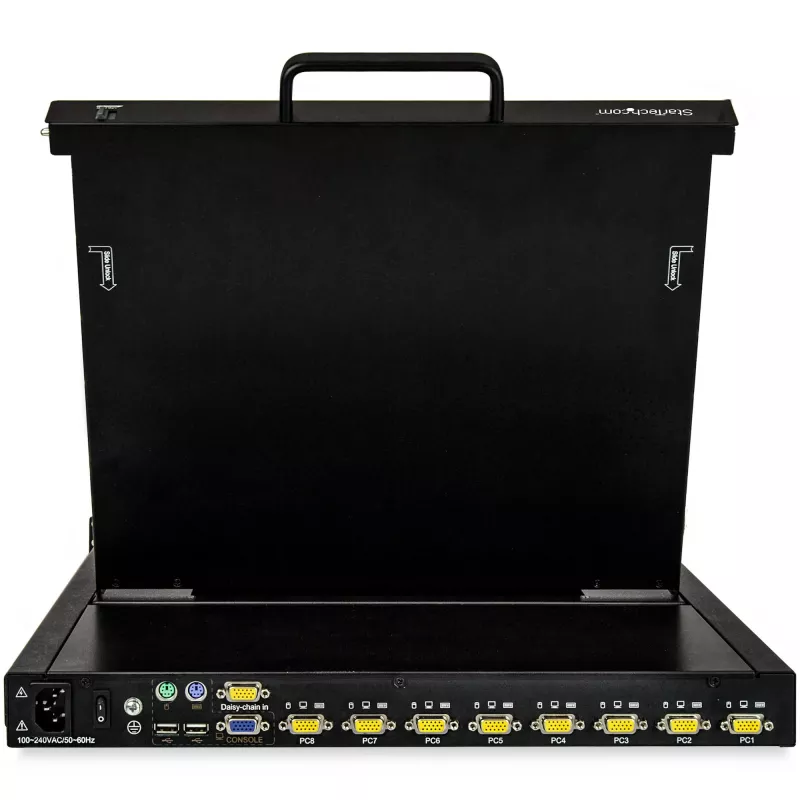 StarTech.com 8 Port Rackmount KVM Console w/ 6ft Cables - Zintegrowany przełącznik KVM z monitorem LCD 17 cali - W pełni funkcjonalny 1U LCD KVM Drawer- OSD KVM - Wytrzymały 50 000 MTBF - Obsługa USB + VGA