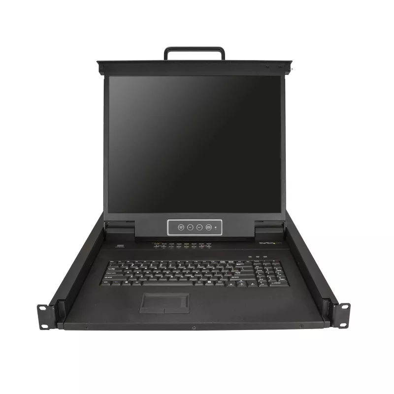 StarTech.com 16-portowy konsola KVM do montażu w szafie rack z kablami 6ft - Zintegrowany przełącznik KVM z 19-calowym monitorem LCD - W pełni funkcjonalny 1U wysuwany panel KVM - OSD KVM - Wytrzymała 50 000 MTBF - Obsługa USB + VGA