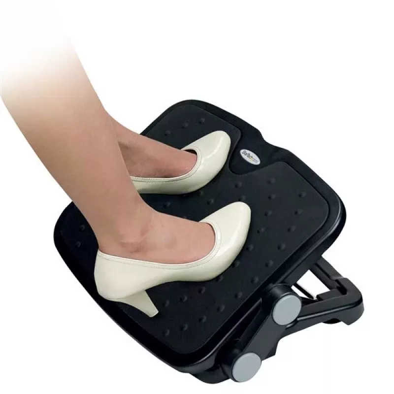 StarTech.com Regulowany podnóżek pod biurko, czarny, aluminium, plastik, -30 - 0°, RoHS, TAA, REACH, CE, 45 cm, 35 cm