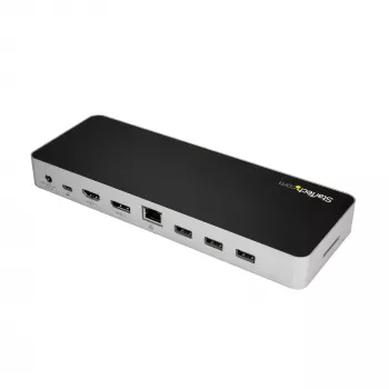 Stacja dokująca StarTech.com USB-C – Dual Monitor HDMI i DisplayPort 4K 30 Hz – Stacja dokująca do laptopa USB Type-C z zasilaniem 60 W, SD, 4-portowy hub USB-A 3.0, GbE, audio – Kompatybilna z Thunderbolt 3