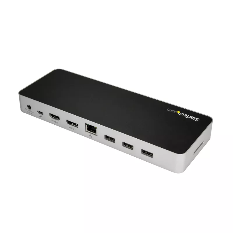 Stacja dokująca StarTech.com USB-C – Dual Monitor HDMI i DisplayPort 4K 30 Hz – Stacja dokująca do laptopa USB Type-C z zasilaniem 60 W, SD, 4-portowy hub USB-A 3.0, GbE, audio – Kompatybilna z Thunderbolt 3