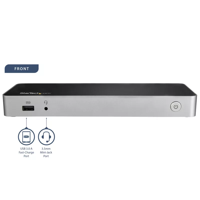 Stacja dokująca StarTech.com USB-C – Dual Monitor HDMI i DisplayPort 4K 30 Hz – Stacja dokująca do laptopa USB Type-C z zasilaniem 60 W, SD, 4-portowy hub USB-A 3.0, GbE, audio – Kompatybilna z Thunderbolt 3