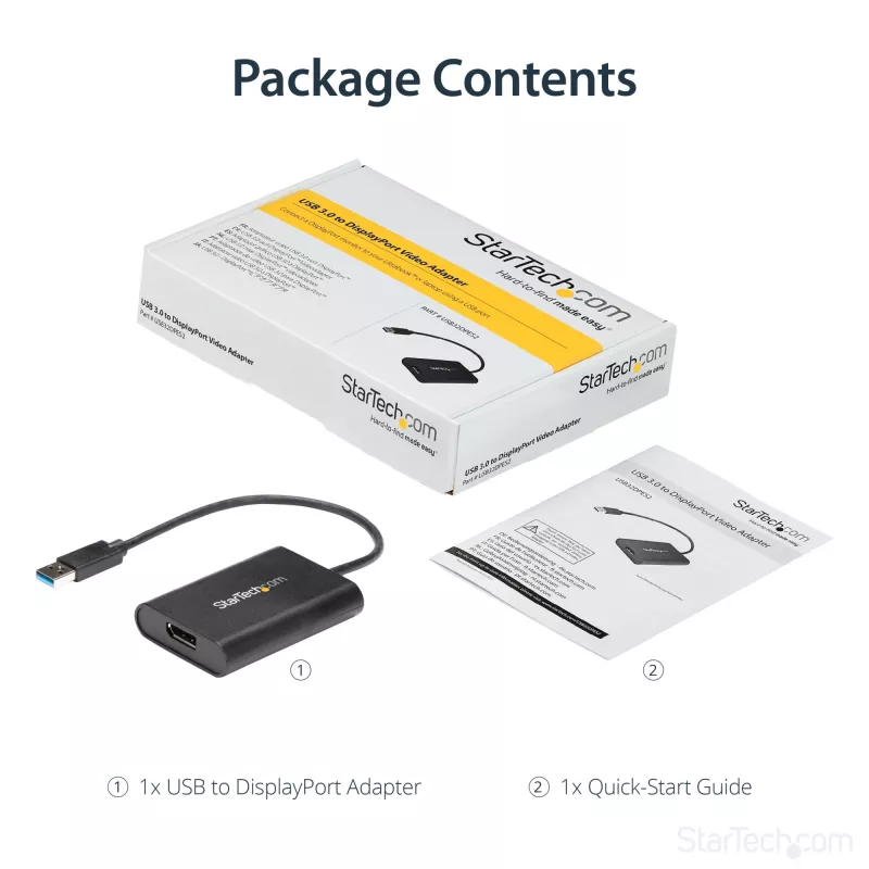 StarTech.com Adapter USB 3.0 na DisplayPort, Konwerter monitora USB DP dla Windows, 4K (bez obsługi macOS/ChromeOS/Linux) - TAA