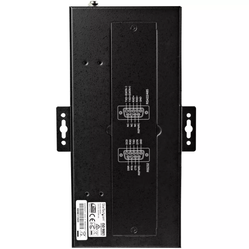 StarTech.com 8-portowy koncentrator szeregowy USB do RS232/RS485/RS422 Adapter - Przemysłowy adapter USB 2.0 na DB9 Szeregowy koncentrator konwertujący - Klasa IP30 - Metalowy koncentrator szeregowy do montażu na szynie DIN - Ochrona przed wyładowaniami elektrostatycznymi 15 kV