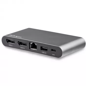 Stacja dokująca StarTech.com USB-C - 4K Dual Monitor DisplayPort - Mini stacja dokująca do laptopa - Przesył mocy 100 W - GbE, hub USB-A z 2 portami - Adapter wieloportowy USB typu C - Kabel 100 cm