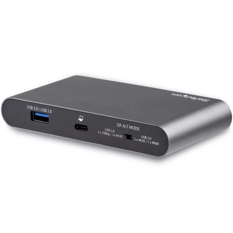 Stacja dokująca StarTech.com USB-C - 4K Dual Monitor DisplayPort - Mini stacja dokująca do laptopa - Przesył mocy 100 W - GbE, hub USB-A z 2 portami - Adapter wieloportowy USB typu C - Kabel 100 cm
