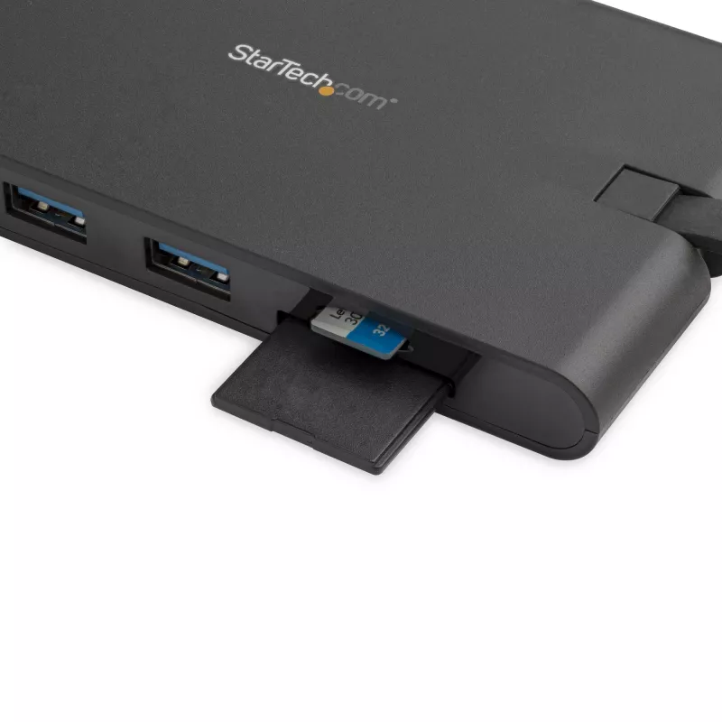 StarTech.com Adapter wieloportowy USB C - Mini stacja dokująca USB Type-C z wideo HDMI 4K lub VGA 1080p - Przesył mocy 100 W, 3-portowy hub USB 3.0, GbE, SD i microSD - Podróżna stacja dokująca do laptopa