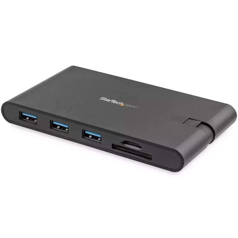 StarTech.com Adapter wieloportowy USB C - Mini stacja dokująca USB Type-C z wideo HDMI 4K lub VGA 1080p - Przesył mocy 100 W, 3-portowy hub USB 3.0, GbE, SD i microSD - Podróżna stacja dokująca do laptopa