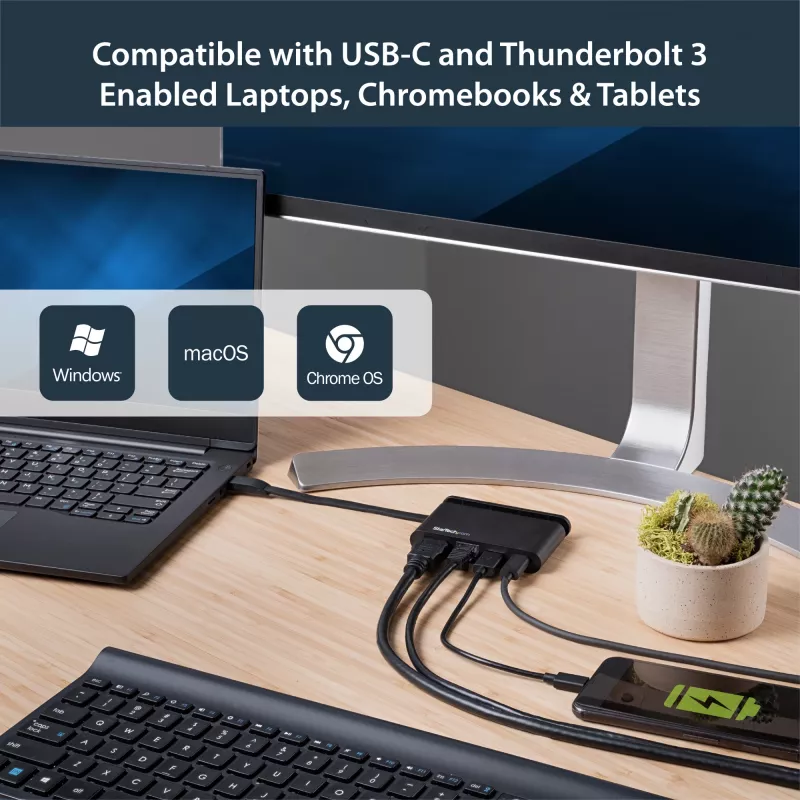 StarTech.com Wieloportowy adapter USB C — przenośna stacja dokująca USB-C z 4K HDMI — 100 W PD 3.0 Pass-Through, 1x USB-A, 1x USB-C, GbE — podróżna stacja dokująca Thunderbolt 3 i USB Type-C — Mac i Windows