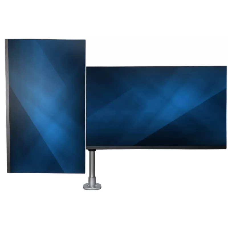 StarTech.com Podwójne ramię do monitora montowane na biurku - Premiumowe ramię przegubowe - do monitorów VESA do 30” - Regulowana wysokość - Obrót/pochylenie/skręt - Zacisk/przelotka - Srebrny