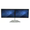 StarTech.com Podwójny stojak na monitory – Ergonomiczny wolnostojący stojak biurkowy na dwa 24-calowe monitory z mocowaniem VESA – Synchronizowana regulacja wysokości – Podwójny maszt na monitory – Srebrny