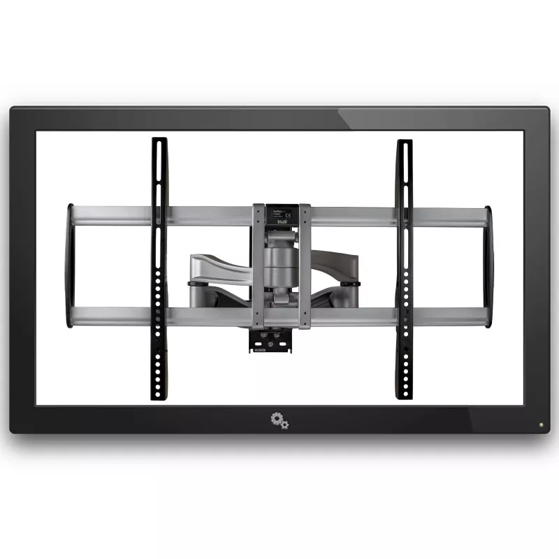 StarTech.com Pełnoruchowy Uchwyt Ścienny do Telewizora - Wytrzymały, Przegubowy Uchwyt do Telewizorów od 32 do 75 cali (165 funtów/75 kg) VESA Display - Uniwersalne Regulowane Ramie do Płaskich Ekranów z Pochylaniem/Obracaniem - Srebrny
