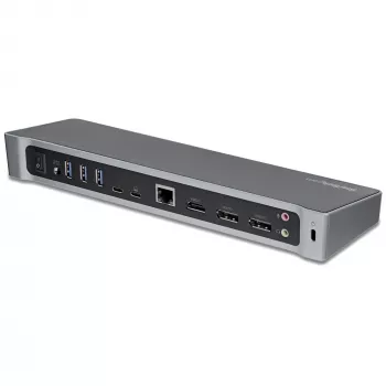 StarTech.com 4K USB-C Dock, Potrójna Stacja Dokująca UHD 4K, Mac i Windows, USB C do HDMI i DisplayPort, Zasilanie 100 W, 5-portowy Hub USB 5 Gb/s – TAA