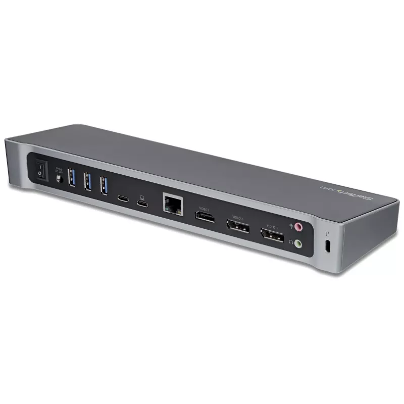 StarTech.com 4K USB-C Dock, Potrójna Stacja Dokująca UHD 4K, Mac i Windows, USB C do HDMI i DisplayPort, Zasilanie 100 W, 5-portowy Hub USB 5 Gb/s – TAA