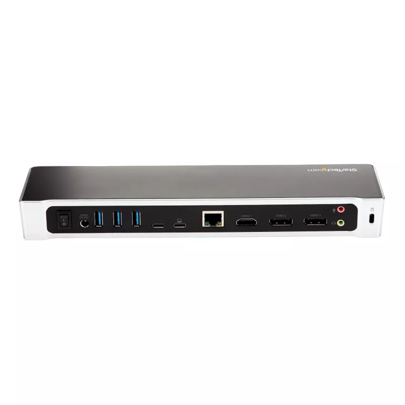 StarTech.com 4K USB-C Dock, Potrójna Stacja Dokująca UHD 4K, Mac i Windows, USB C do HDMI i DisplayPort, Zasilanie 100 W, 5-portowy Hub USB 5 Gb/s – TAA