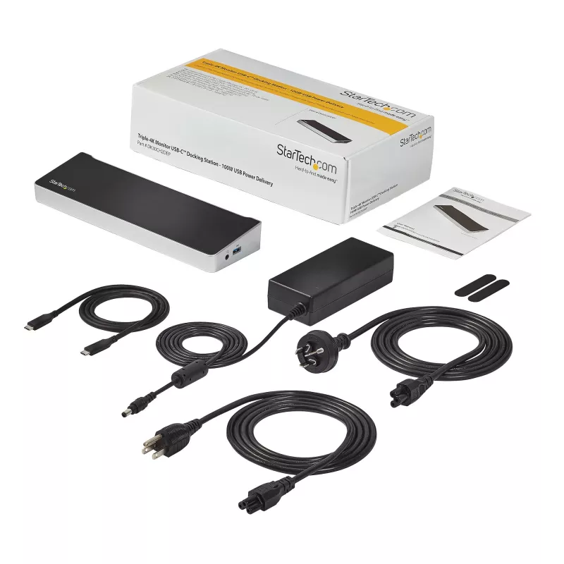StarTech.com 4K USB-C Dock, Potrójna Stacja Dokująca UHD 4K, Mac i Windows, USB C do HDMI i DisplayPort, Zasilanie 100 W, 5-portowy Hub USB 5 Gb/s – TAA
