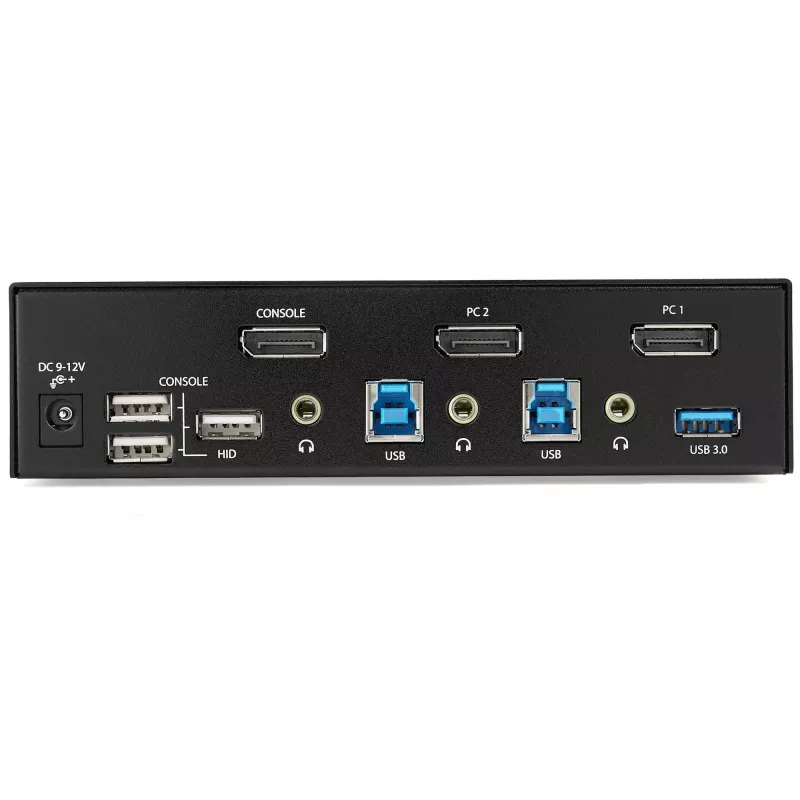 StarTech.com 2-portowy przełącznik KVM DisplayPort – 4K 60 Hz – pojedynczy wyświetlacz – dwuportowy przełącznik KVM UHD DP 1.2 USB ze zintegrowanym hubem USB 3.0 i audio – Dell HP Apple Lenovo – zgodny z TAA