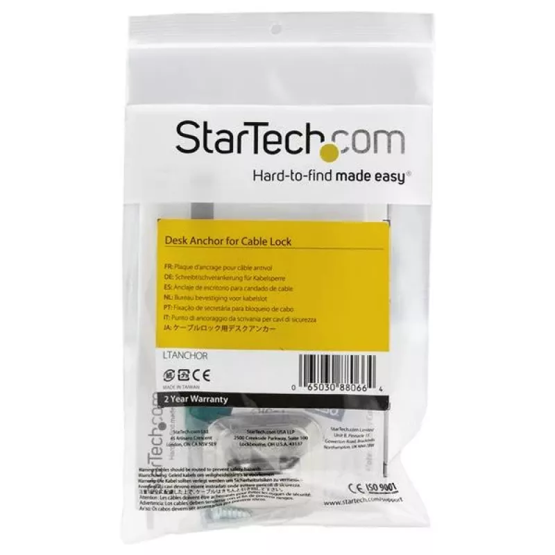StarTech.com Laptop kabel Lock Anchor - Zinc Alloy, Anchor, srebrny, 1 szt., Steel, 44 mm, 45.8 mm