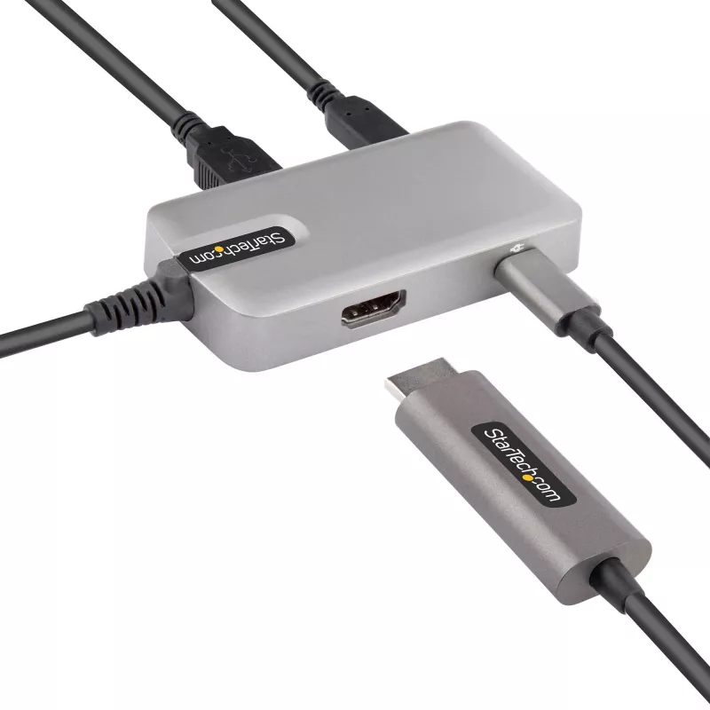 Adapter wieloportowy StarTech.com USB C — USB-C do 4K 60Hz HDMI 2.0, przepustowość zasilania 100W — 3-portowy koncentrator USB 10 Gb/s — przenośna mini stacja dokująca USB Type-C — kabel 10 inch (25cm)