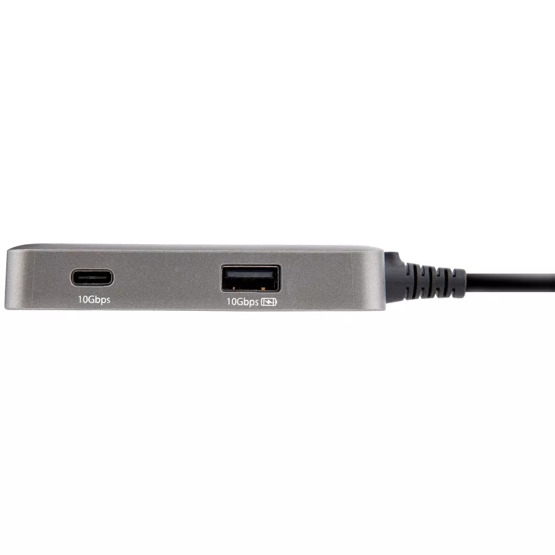 Adapter wieloportowy StarTech.com USB C — USB-C do 4K 60Hz HDMI 2.0, przepustowość zasilania 100W — 3-portowy koncentrator USB 10 Gb/s — przenośna mini stacja dokująca USB Type-C — kabel 10 inch (25cm)