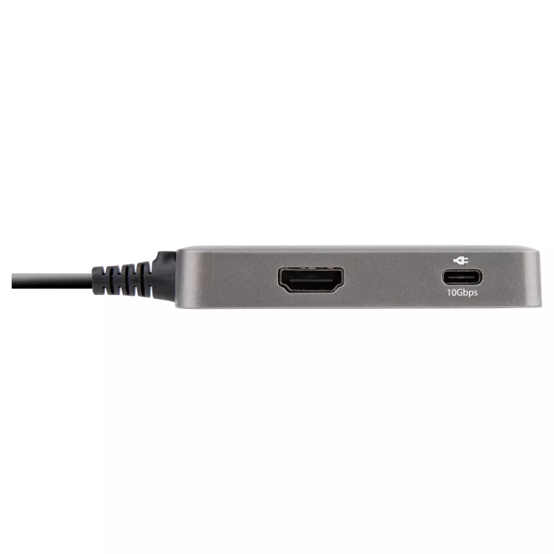 Adapter wieloportowy StarTech.com USB C — USB-C do 4K 60Hz HDMI 2.0, przepustowość zasilania 100W — 3-portowy koncentrator USB 10 Gb/s — przenośna mini stacja dokująca USB Type-C — kabel 10 inch (25cm)