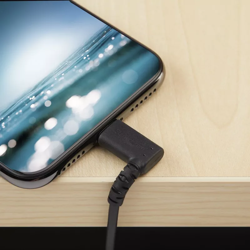 StarTech.com 3ft (1m) Wytrzymały kabel USB A na Lightning - Czarny 90° Kątowy Wytrzymały Wzmocniony Włóknem Aramidowym Kabel USB Typu A na Lightning do Ładowania/Synchronizacji - Certyfikat Apple MFi - iPhone