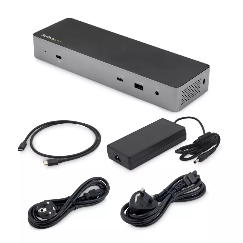 Stacja dokująca USB C StarTech.com dla Macbook Pro/Air-M1/M2/M3/M4, kompatybilna z Thunderbolt, HDMI/DisplayPort, Dual 4K 60Hz/Single 8K, laptopowa stacja dokująca USB Type-C, zasilanie 96W, USB 10Gbps