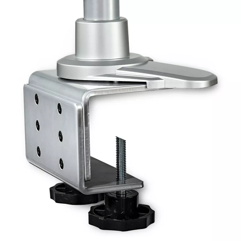 StarTech.com Uchwyt biurkowy do czterech monitorów – Wysokiej klasy przegubowy uchwyt VESA do 4 monitorów w układzie 2x2 do 30 cali – Ergonomiczny słupek z regulacją wysokości – Odchylanie/obrót/obracanie ekranu – Mocowanie zaciskowe/grommetowe – Srebrny