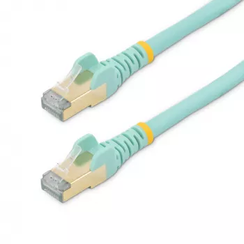 StarTech.com 5m kabel Ethernet CAT6a – ekranowany, 10 Gigabit, bez zaczepów, RJ45, 100W PoE, patchcord – 10GbE STP kabel sieciowy z odciążeniem – Aqua, testowany pojedynczo / okablowanie z certyfikatem UL / TIA