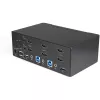 StarTech.com 2-portowy przełącznik KVM Dual Monitor HDMI – 4K 60 Hz Ultra HD HDR – biurkowy przełącznik KVM HDMI 2.0 4K z 2-portowym hubem USB 3.0 (5 Gb/s) i 4x USB 2.0 HID, audio – przełączanie skrótami klawiszowymi – TAA