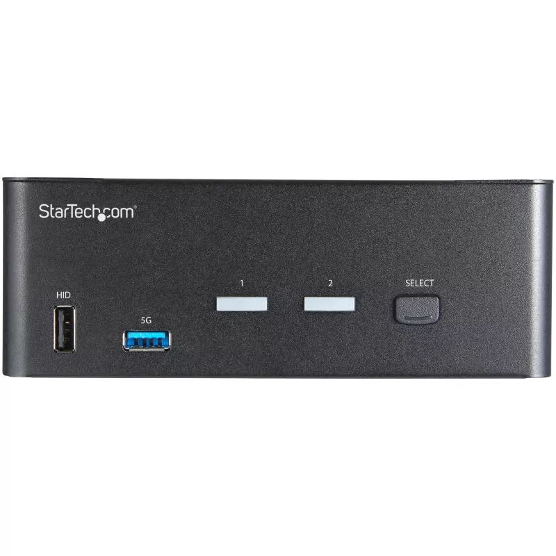 StarTech.com 2-portowy przełącznik KVM Dual Monitor HDMI – 4K 60 Hz Ultra HD HDR – biurkowy przełącznik KVM HDMI 2.0 4K z 2-portowym hubem USB 3.0 (5 Gb/s) i 4x USB 2.0 HID, audio – przełączanie skrótami klawiszowymi – TAA