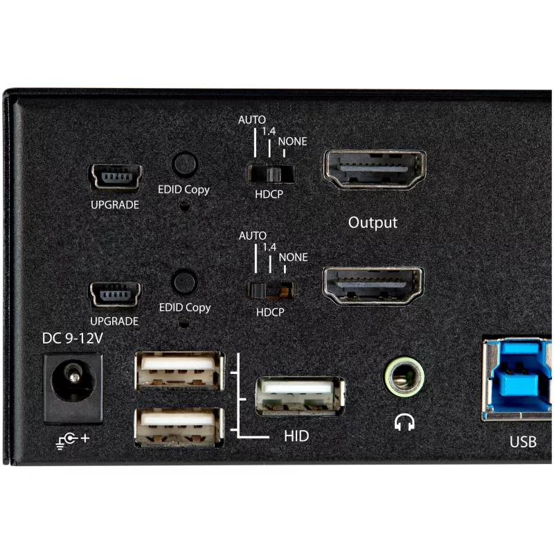 StarTech.com 2-portowy przełącznik KVM Dual Monitor HDMI – 4K 60 Hz Ultra HD HDR – biurkowy przełącznik KVM HDMI 2.0 4K z 2-portowym hubem USB 3.0 (5 Gb/s) i 4x USB 2.0 HID, audio – przełączanie skrótami klawiszowymi – TAA