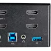 StarTech.com 2-portowy przełącznik KVM Dual Monitor HDMI – 4K 60 Hz Ultra HD HDR – biurkowy przełącznik KVM HDMI 2.0 4K z 2-portowym hubem USB 3.0 (5 Gb/s) i 4x USB 2.0 HID, audio – przełączanie skrótami klawiszowymi – TAA
