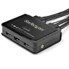 StarTech.com 2-portowy przełącznik KVM HDMI - 4K 60 Hz - Kompaktowy 2-portowy przełącznik KVM UHD/Ultra HD USB do komputera stacjonarnego ze zintegrowanymi kablami 1,2 m i audio - zasilany magistralą i zdalne przełączanie - MacBook ThinkPad