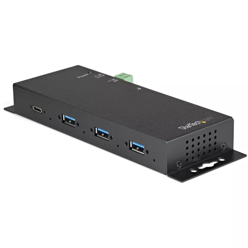 StarTech.com 4-portowy hub USB-C 10 Gb/s - metalowy przemysłowy hub USB typu C z 3xUSB-A i 1xUSB-C - ochrona przed ESD i przepięciami - host USB-C lub USB-A - samozasilany, montowalny hub USB 3.2/3.1 Gen 2