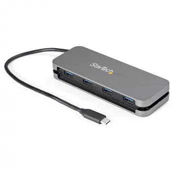 StarTech.com ~ Koncentrator USB C z 4 portami - 4x USB-A - Koncentrator USB 3.0 Type-C - USB 3.2 Gen 1 (5 Gb/s) - Zasilany z magistrali przenośny adapter koncentratora laptopa USB-C na USB-A - Kabel 11,2 cala (28,5 cm) z zarządzaniem kablami