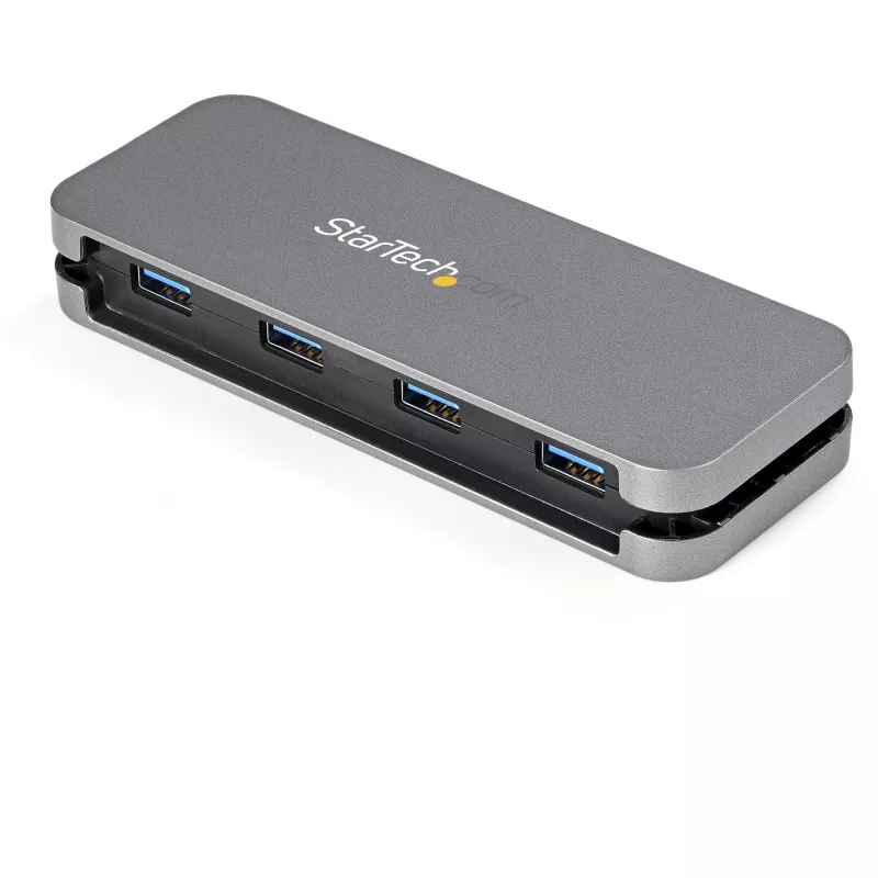 StarTech.com ~ Koncentrator USB C z 4 portami - 4x USB-A - Koncentrator USB 3.0 Type-C - USB 3.2 Gen 1 (5 Gb/s) - Zasilany z magistrali przenośny adapter koncentratora laptopa USB-C na USB-A - Kabel 11,2 cala (28,5 cm) z zarządzaniem kablami