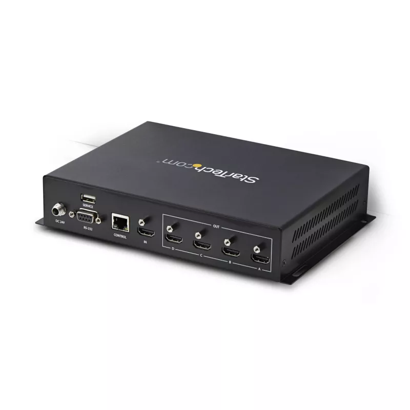 StarTech.com Kontroler ściany wideo HDMI 2x2 – Wejście wideo HDMI 2.0 4K 60 Hz na 4 wyjścia 1080p – Procesor ściany wideo do wyświetlaczy wieloekranowych – Rozdzielacz ściany wideo – Sterowanie RS232/Ethernet