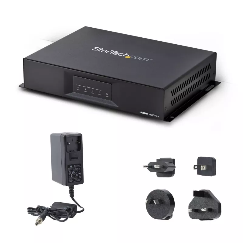 StarTech.com Kontroler ściany wideo HDMI 2x2 – Wejście wideo HDMI 2.0 4K 60 Hz na 4 wyjścia 1080p – Procesor ściany wideo do wyświetlaczy wieloekranowych – Rozdzielacz ściany wideo – Sterowanie RS232/Ethernet