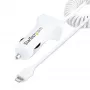 StarTech.com Ładowarka samochodowa Lightning ze zwijanym kablem, zwijany kabel Lightning 1 m, 12 W, biała, adapter samochodowy USB z 2 portami do telefonów i tabletów, podwójna ładowarka samochodowa USB do iPhone'a