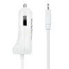 StarTech.com Ładowarka samochodowa Lightning ze zwijanym kablem, zwijany kabel Lightning 1 m, 12 W, biała, adapter samochodowy USB z 2 portami do telefonów i tabletów, podwójna ładowarka samochodowa USB do iPhone'a