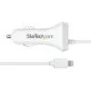 StarTech.com Ładowarka samochodowa Lightning ze zwijanym kablem, zwijany kabel Lightning 1 m, 12 W, biała, adapter samochodowy USB z 2 portami do telefonów i tabletów, podwójna ładowarka samochodowa USB do iPhone'a