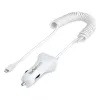 StarTech.com Ładowarka samochodowa Lightning ze zwijanym kablem, zwijany kabel Lightning 1 m, 12 W, biała, adapter samochodowy USB z 2 portami do telefonów i tabletów, podwójna ładowarka samochodowa USB do iPhone'a