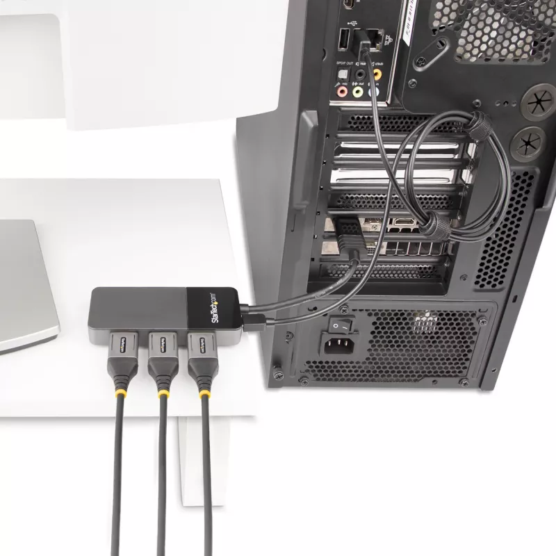 StarTech.com 3 Port Multi Monitor Adapter - DisplayPort 1.4 do 3x 4K DisplayPort Video Splitter - Podwójny lub Potrójny 4K - Hub MST DisplayPort do Laptopa/Komputera dla Wielu Monitorów - Tylko dla PC z Windows