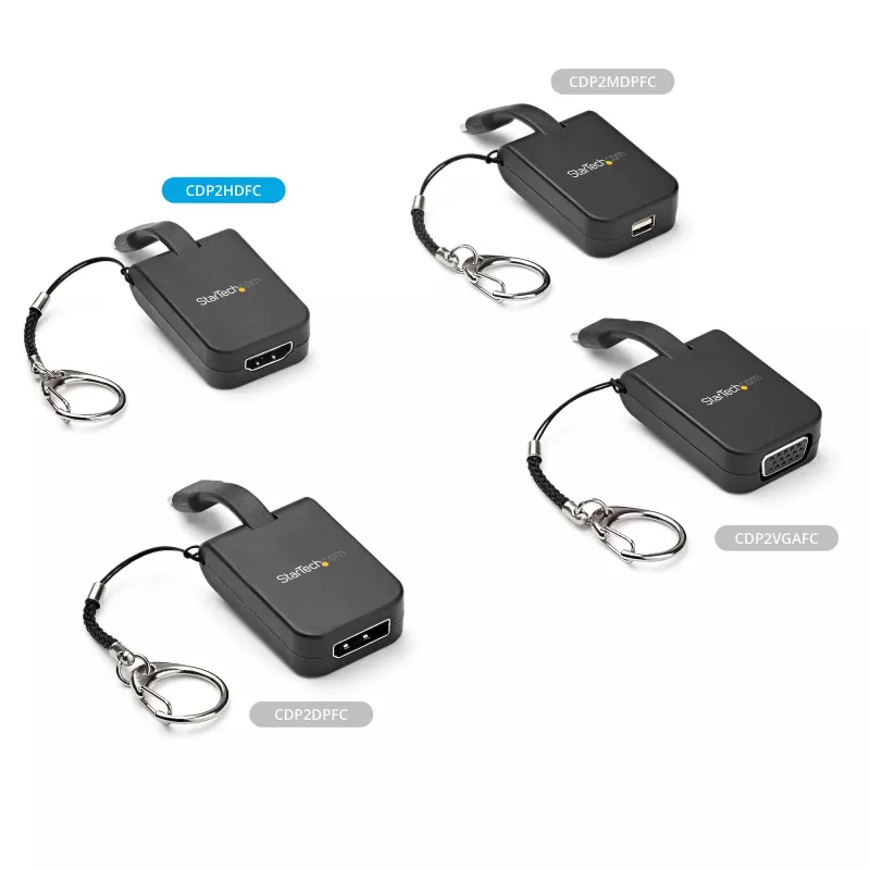 StarTech.com Kompaktowy adapter USB C na HDMI - Konwerter wideo USB Type-C na HDMI 4K 30 Hz z kółkiem do breloczka - Klucz sprzętowy USB-C DP Alt Mode na monitor HDMI - Kompatybilny z Thunderbolt 3