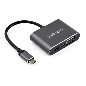 StarTech.com Wieloportowy adapter wideo USB C - USB-C na Mini DisplayPort 1.2 4K 60 Hz lub monitor VGA 1080p - Adapter USB Type-C 2-w-1 MDP HBR2 HDR/VGA - Kompatybilny z TB3