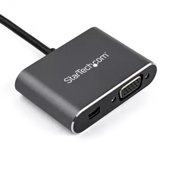StarTech.com Wieloportowy adapter wideo USB C - USB-C na Mini DisplayPort 1.2 4K 60 Hz lub monitor VGA 1080p - Adapter USB Type-C 2-w-1 MDP HBR2 HDR/VGA - Kompatybilny z TB3