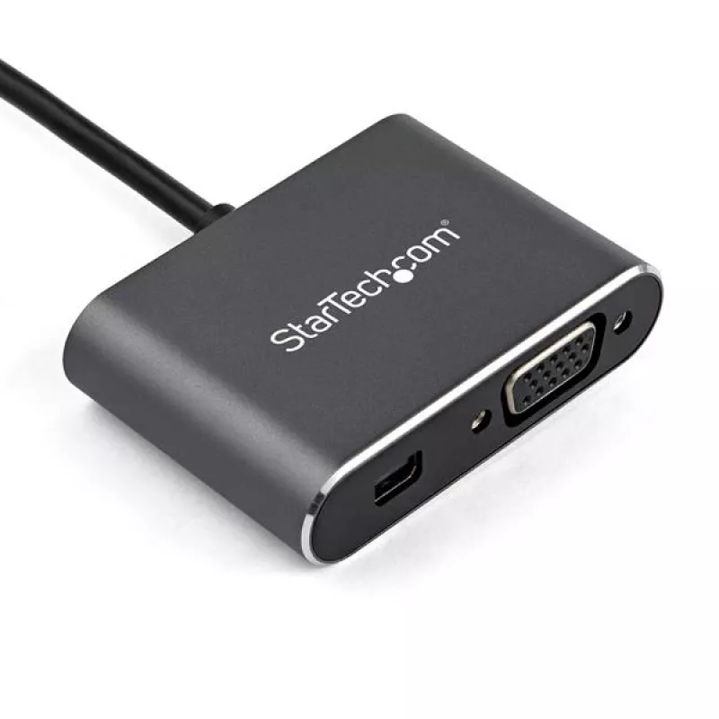 StarTech.com Wieloportowy adapter wideo USB C - USB-C na Mini DisplayPort 1.2 4K 60 Hz lub monitor VGA 1080p - Adapter USB Type-C 2-w-1 MDP HBR2 HDR/VGA - Kompatybilny z TB3