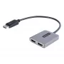 StarTech.com DP do Dual HDMI MST HUB - Podwójne HDMI 4K 60Hz - Adapter DisplayPort do wielu monitorów z kablem 1ft / 30cm - Hub DP 1.4 Multi Stream Transport, DSC | HBR3 - Rozdzielacz DP do HDMI